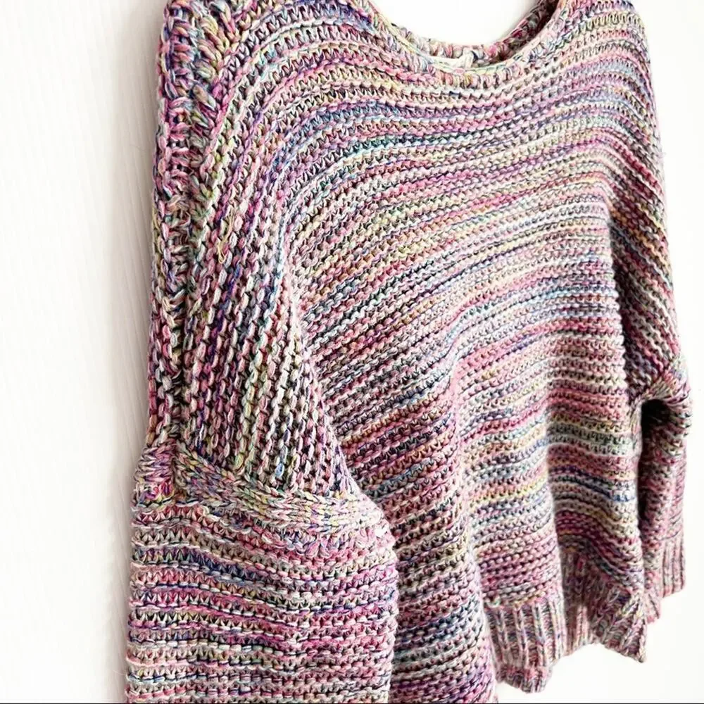 Easel Multicolor Space Dye Slouchy Loose Knit Oversized Sweater Small - Picture 3 of 10